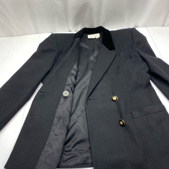 Casual Corner VNT Black Double-Breasted Blazer W 10P Velvet Collar Lined Pockets - Picture 14 of 15